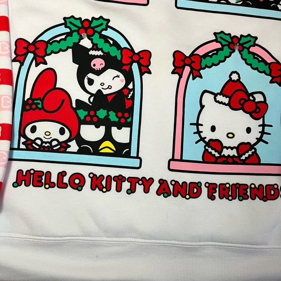 NWT Hello Kitty White and Pink Holiday Sweatshirt women sz Medium - Picture 4 of 8